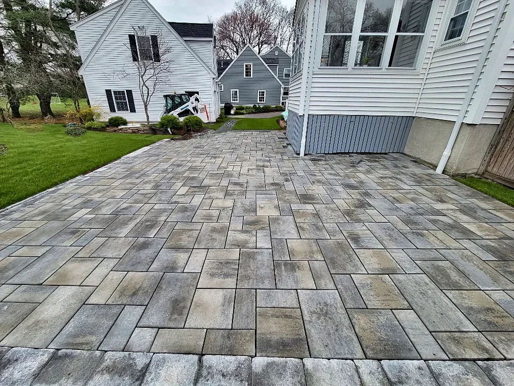 Large paver patio and walkways: finished