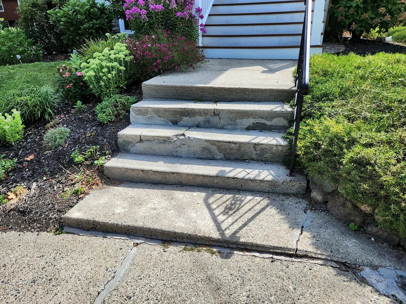 Granite steps and walkway in Stoneham: before