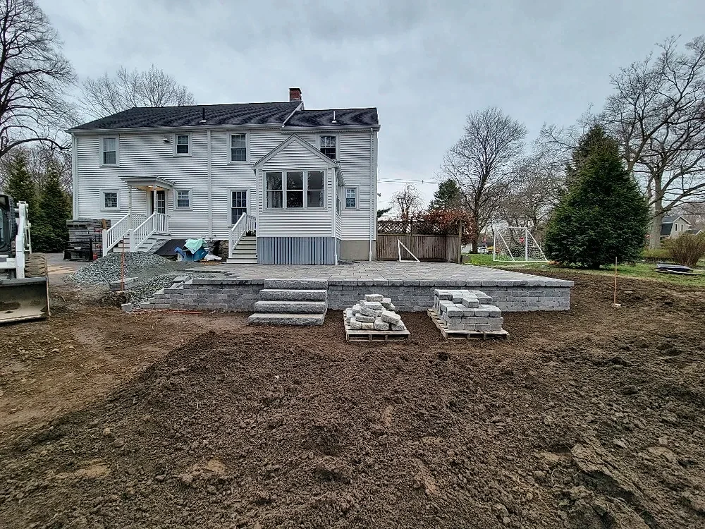 Large paver patio and walkways: during the build