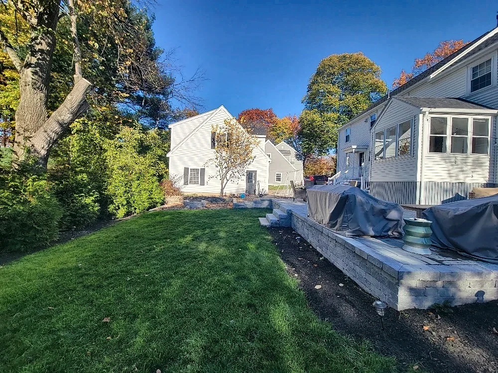 Large paver patio and walkways: during the build