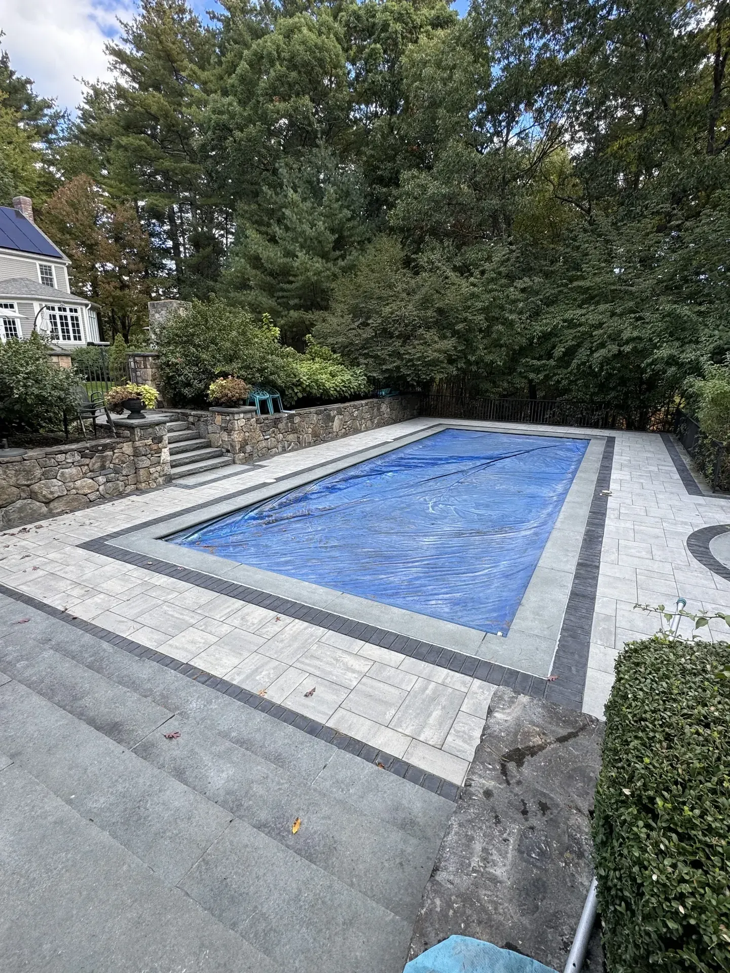 New paver pool deck after the replacement